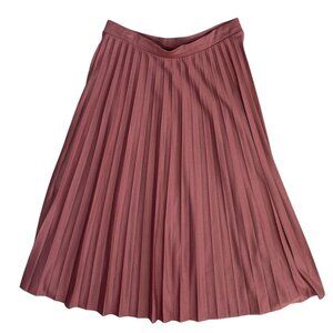 Asos Pleated Midi Skirt Elastic Waist Rose Pink Size 4 A-Line